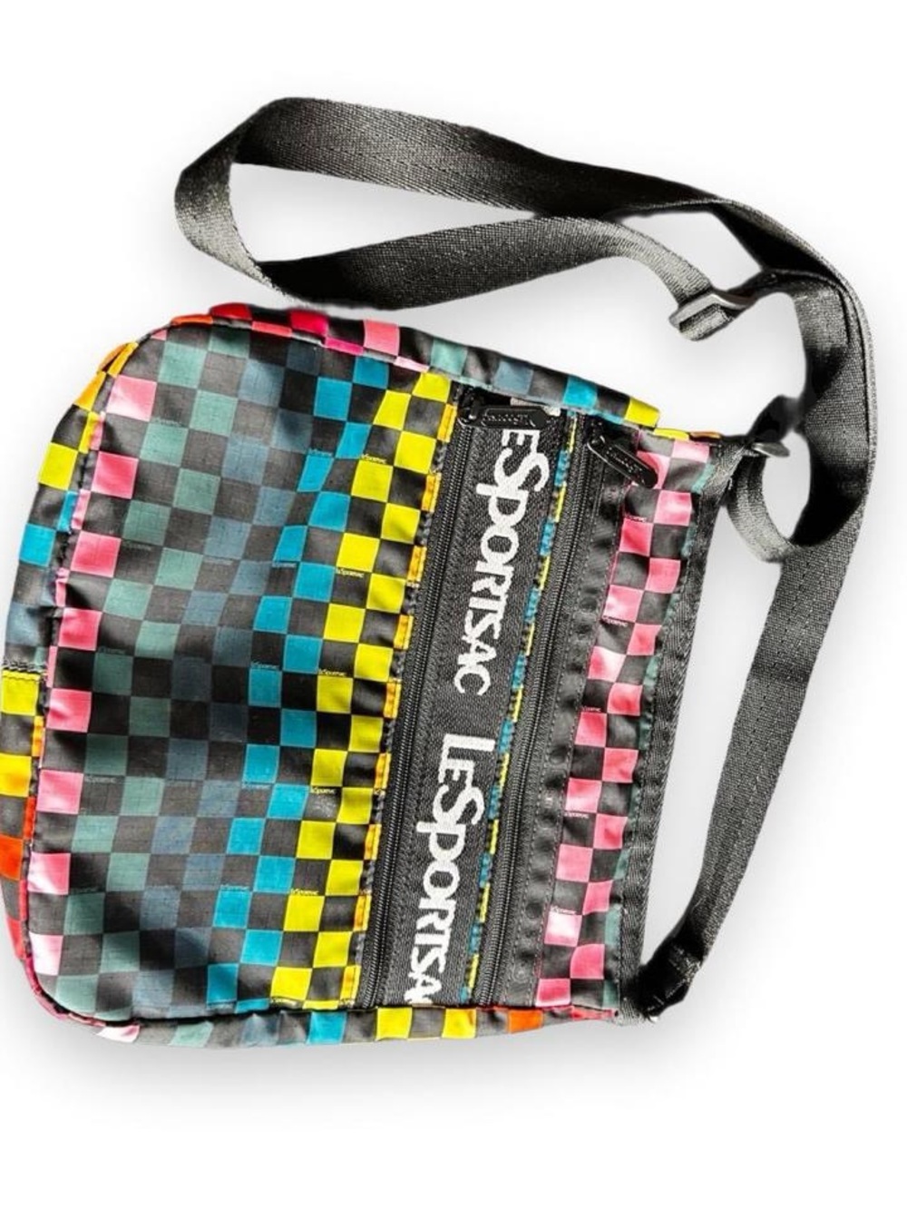 LeSportsac Rainbow Checkers vibrant bold colorful adjustable crossbody bag